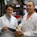 Mark Schara and Mingde “Bryan” Zeng standing in lab
